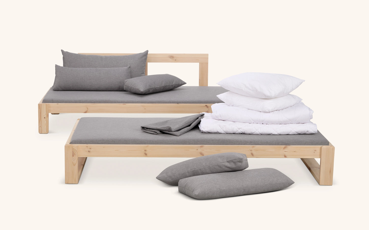 Kaiku -vuodesohva, mänty-vaalean harmaa