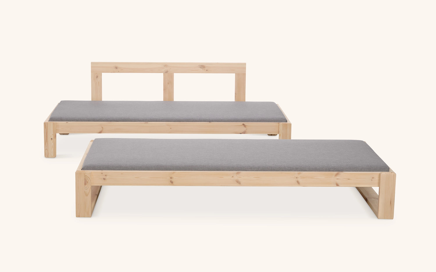 Kaiku -vuodesohva, mänty-vaalean harmaa