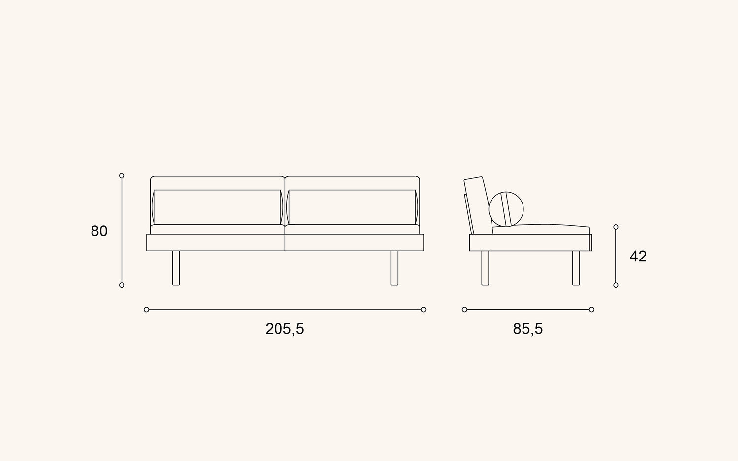 Frendi -vuodesohva, tammi-beige