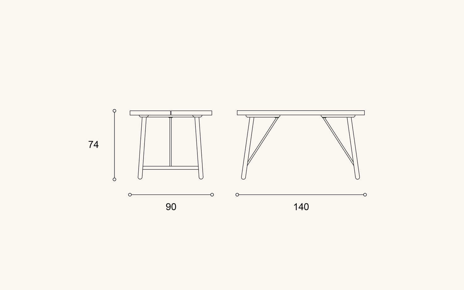 Front and Limi dining set, oak-black, for 4