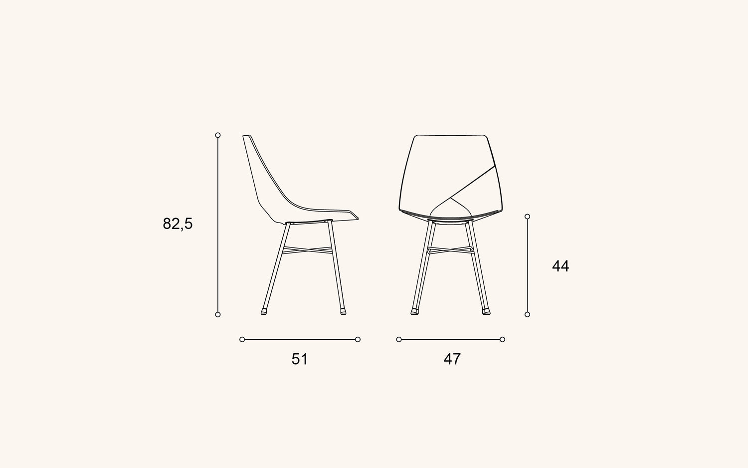 Front and Limi dining set, oak-black, for 4