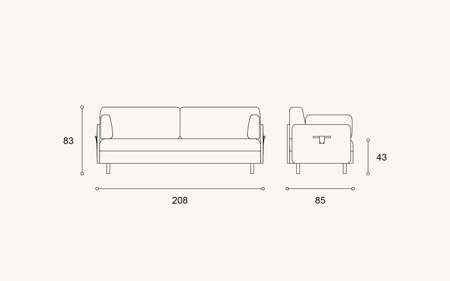 ON2 Fabric -vuodesohva, beige, vesipestävä