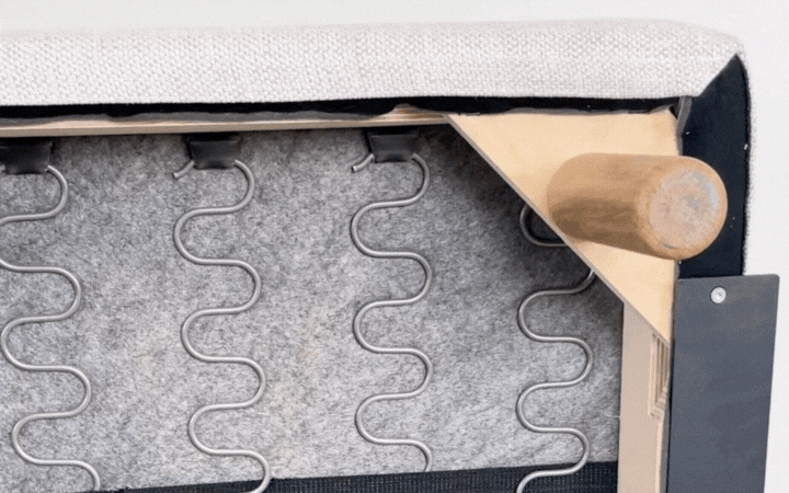 On2 Wood sofa bed, oak-dark grey, washable