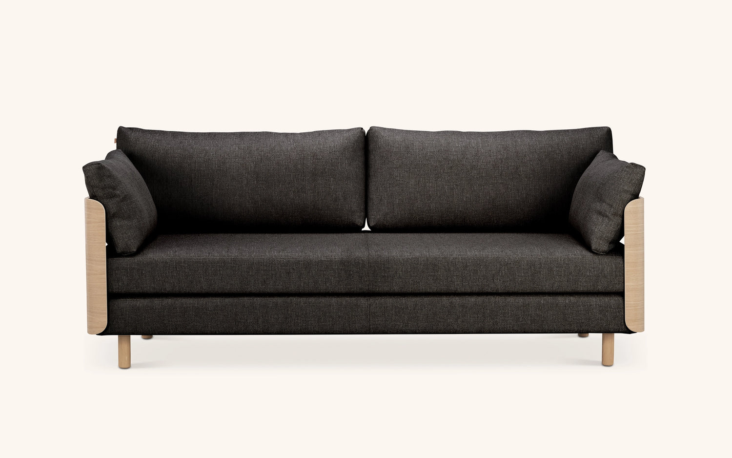 On2 Wood sofa bed, oak-dark grey, washable