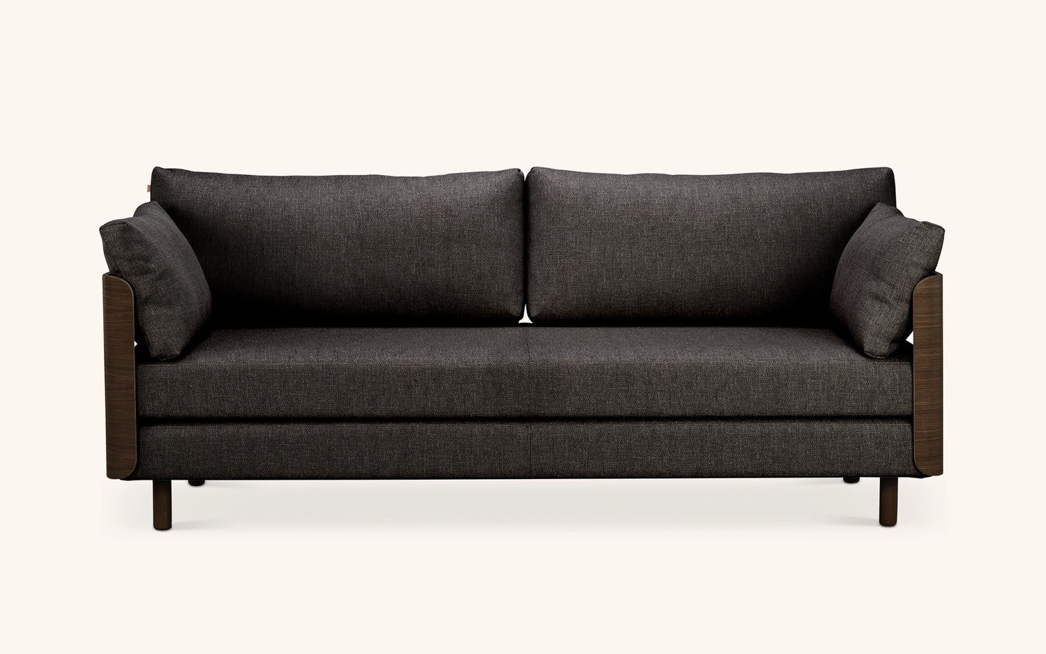 On2 Wood sofa bed, dark oak-dark grey, washable