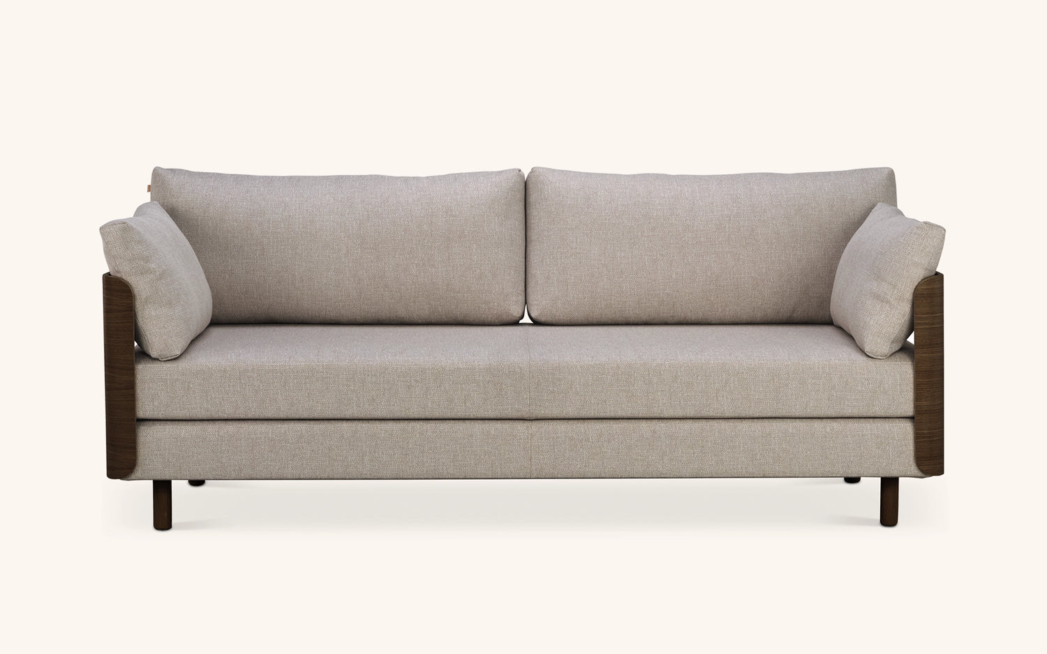 On2 Wood sofa bed, dark oak-beige, washable