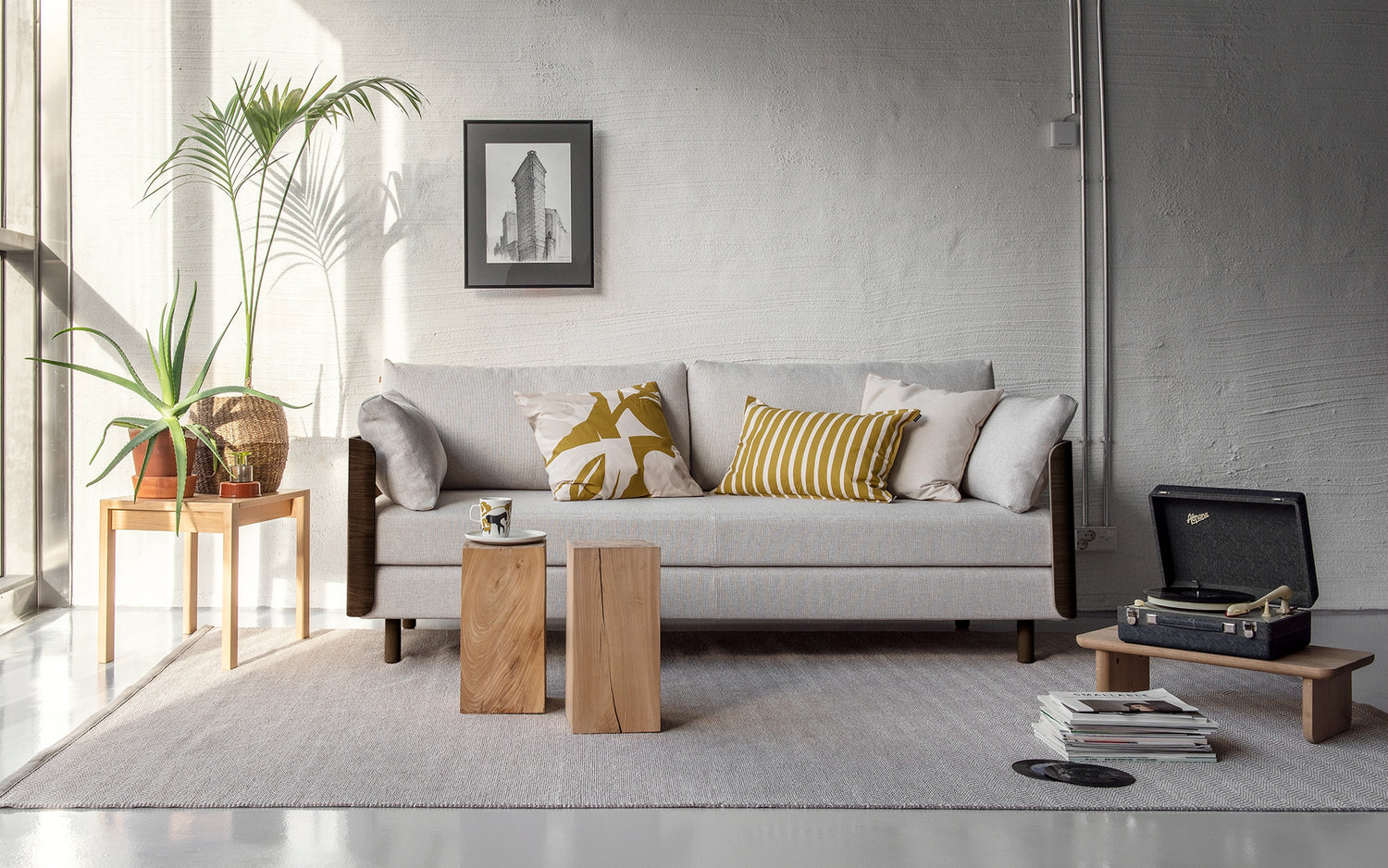 On2 Wood sofa bed, dark oak-natural white, washable