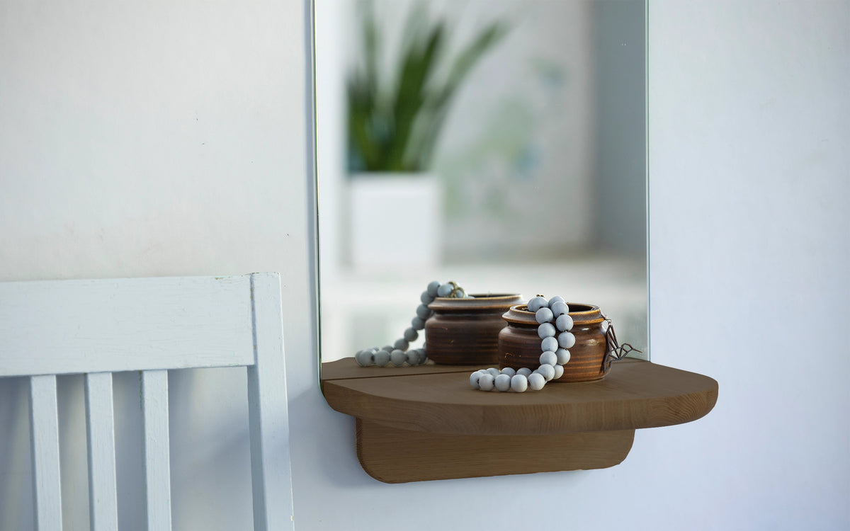 Renki mirror, brown oak, with a shelf