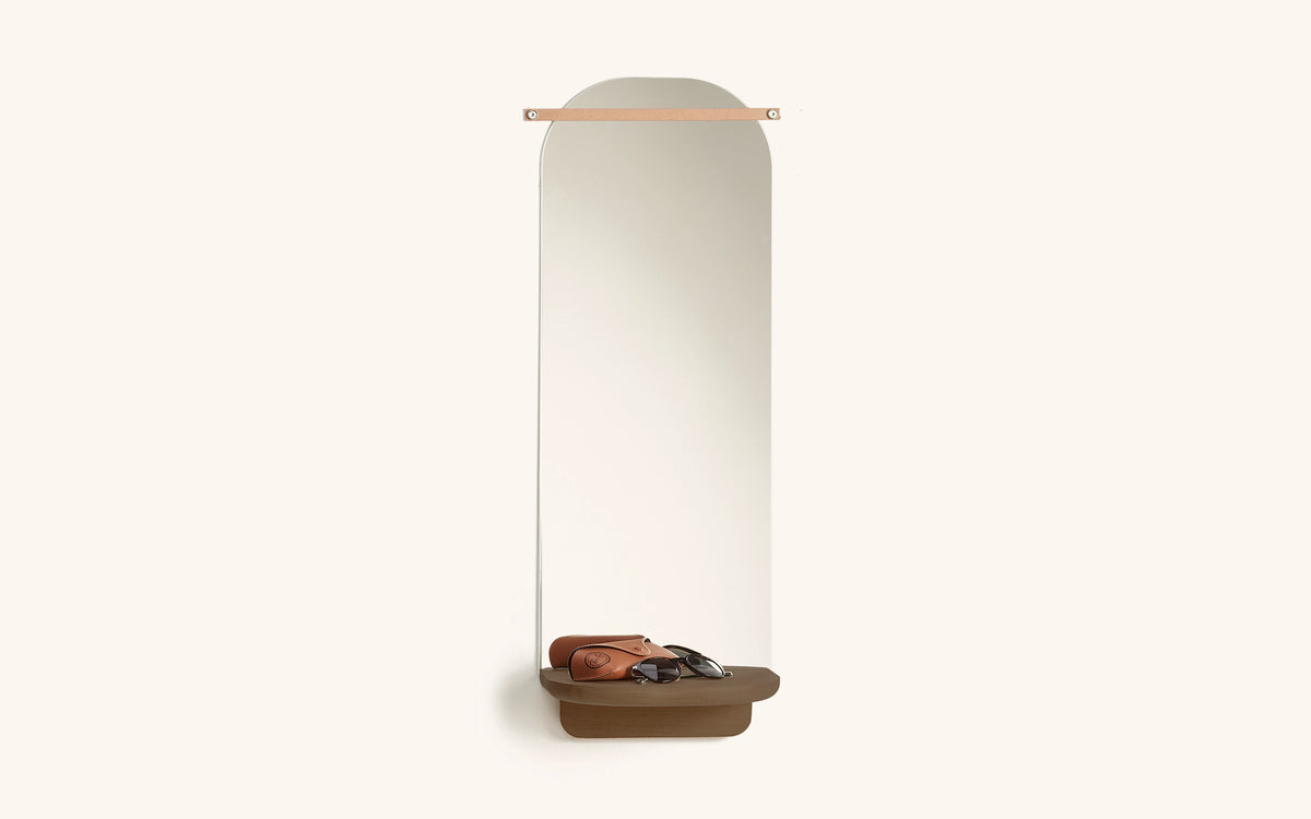 Renki mirror, brown oak, with a shelf