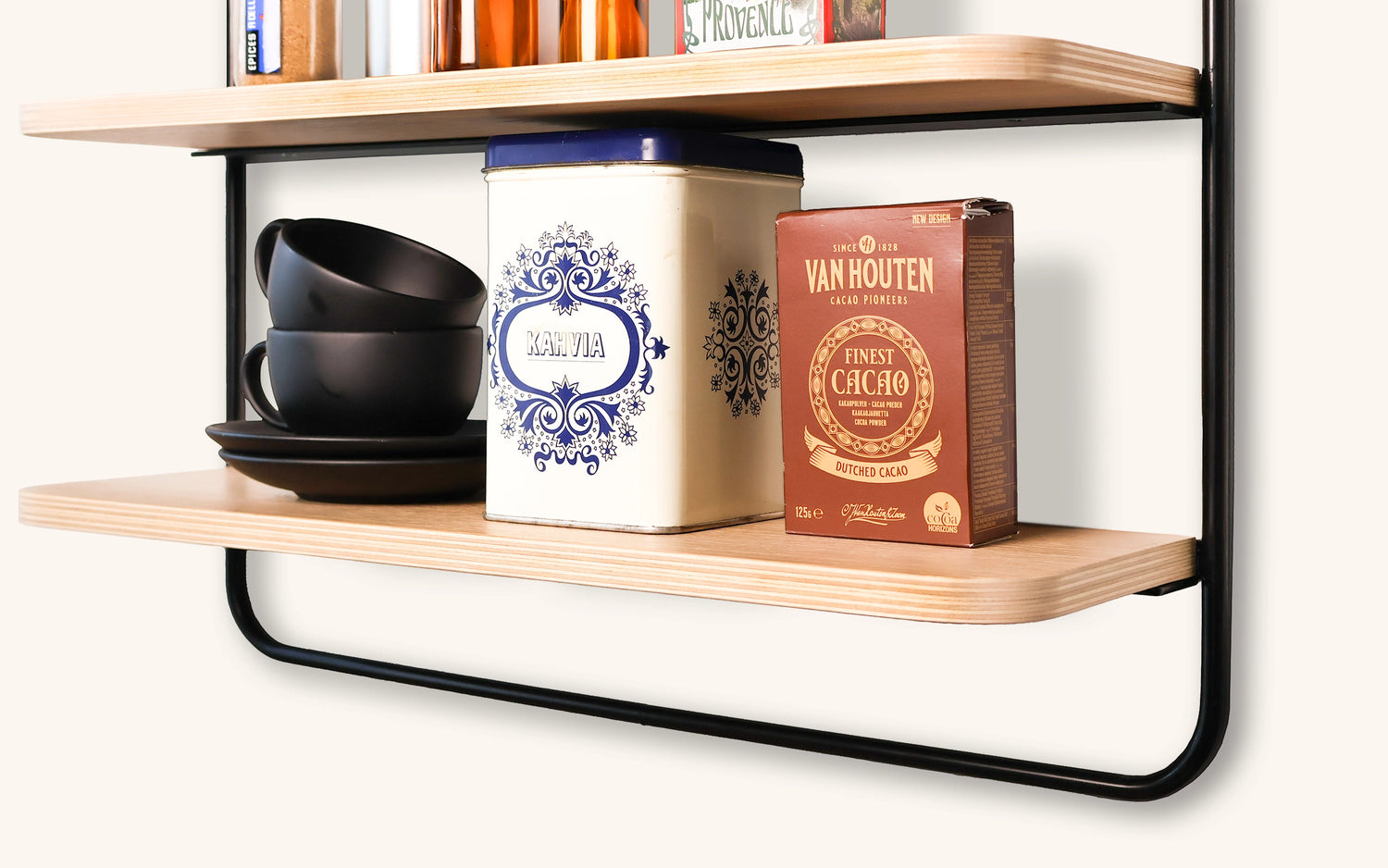 Sopiva -seinähylly, tammi-musta