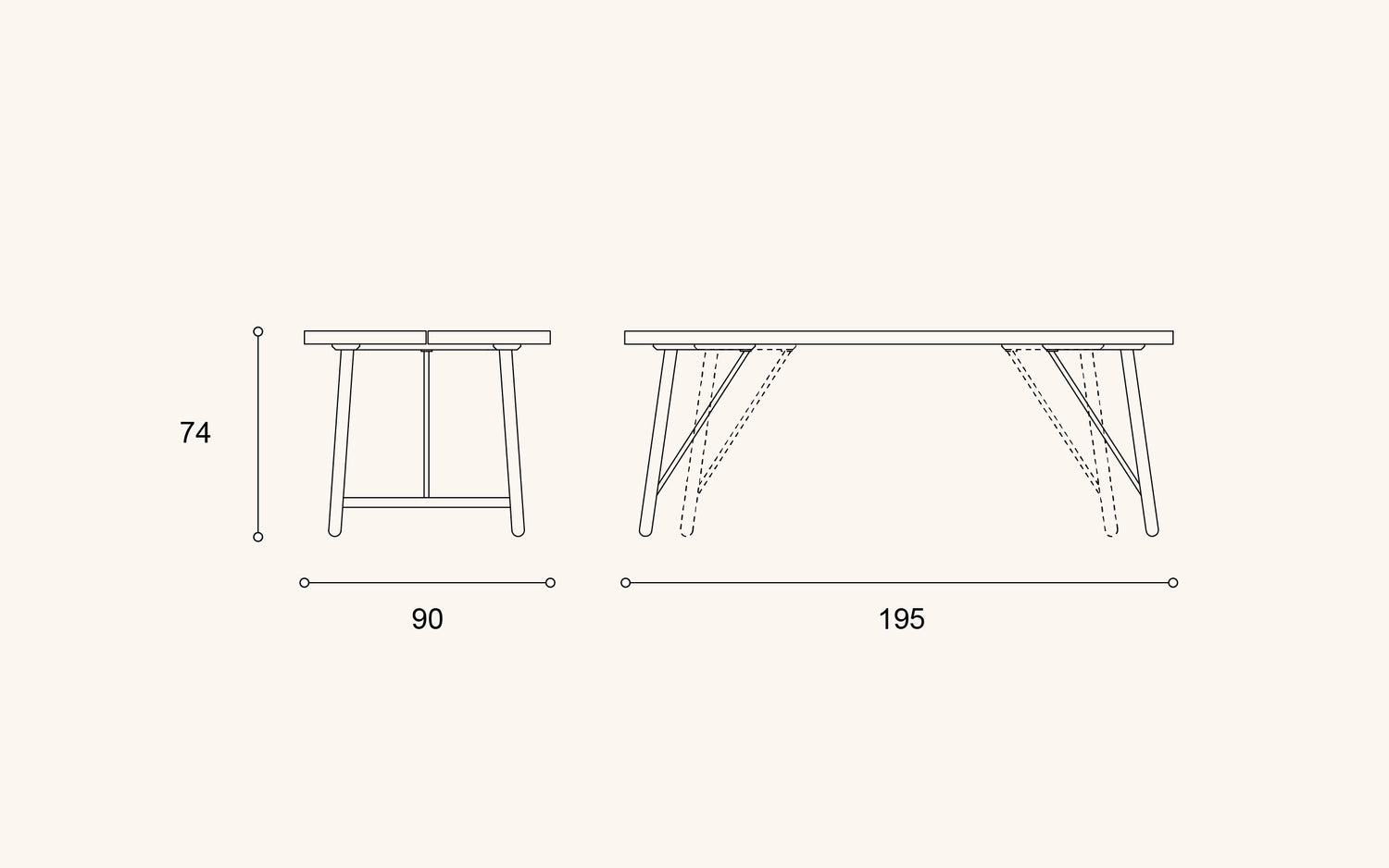 Front 195 dining table, oak/black