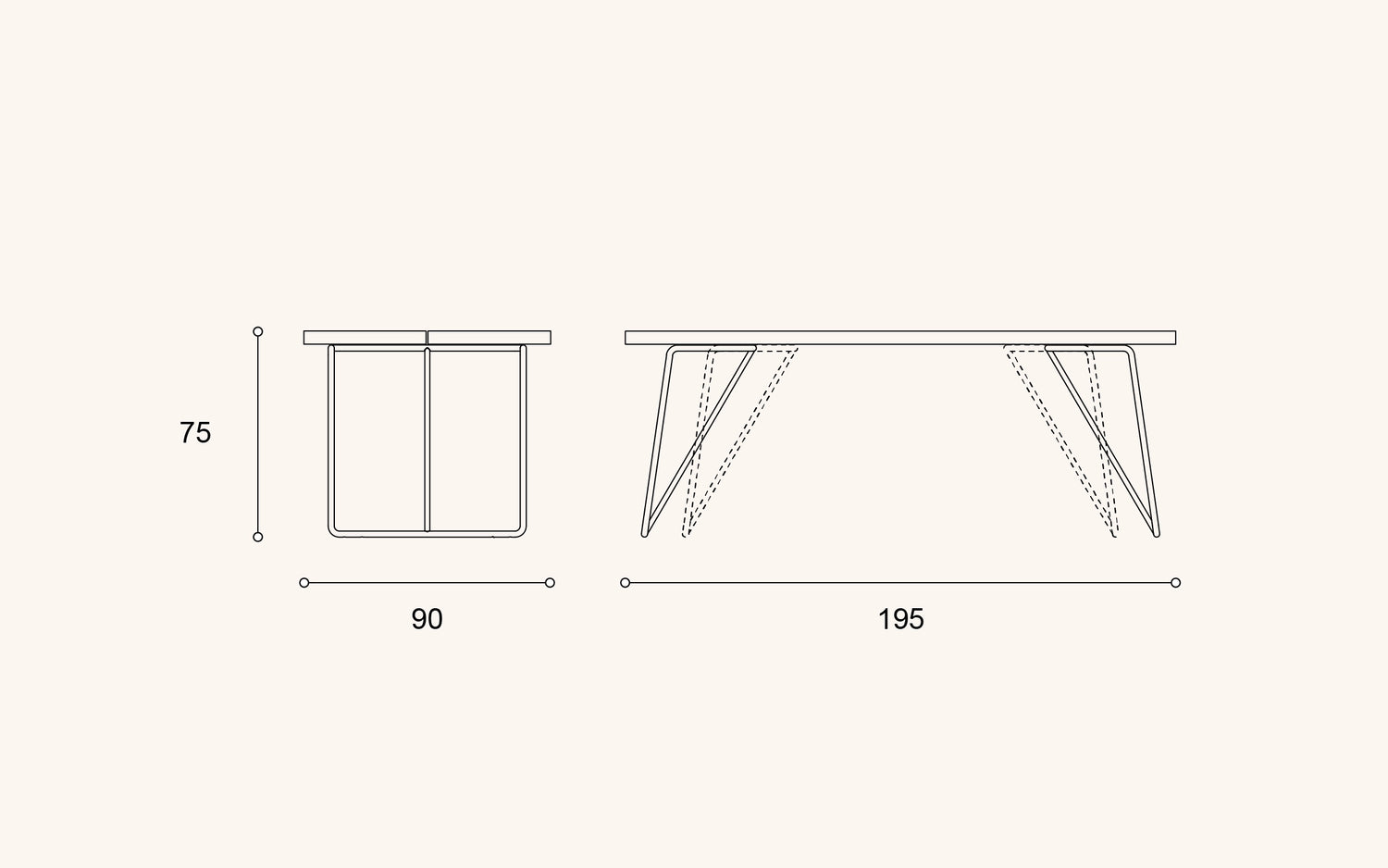Front Country Oak 195 table, oak/black metal