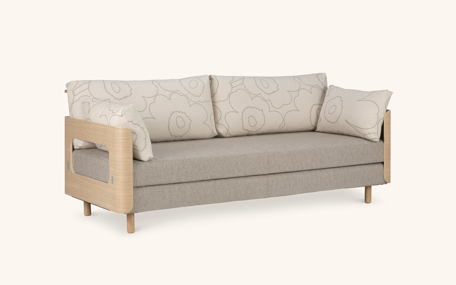 On2 Wood sofa bed, Marimekko Piirto Unikko